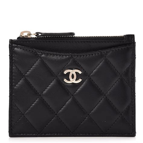 chanel quilted key holder|Chanel zipped card holder.